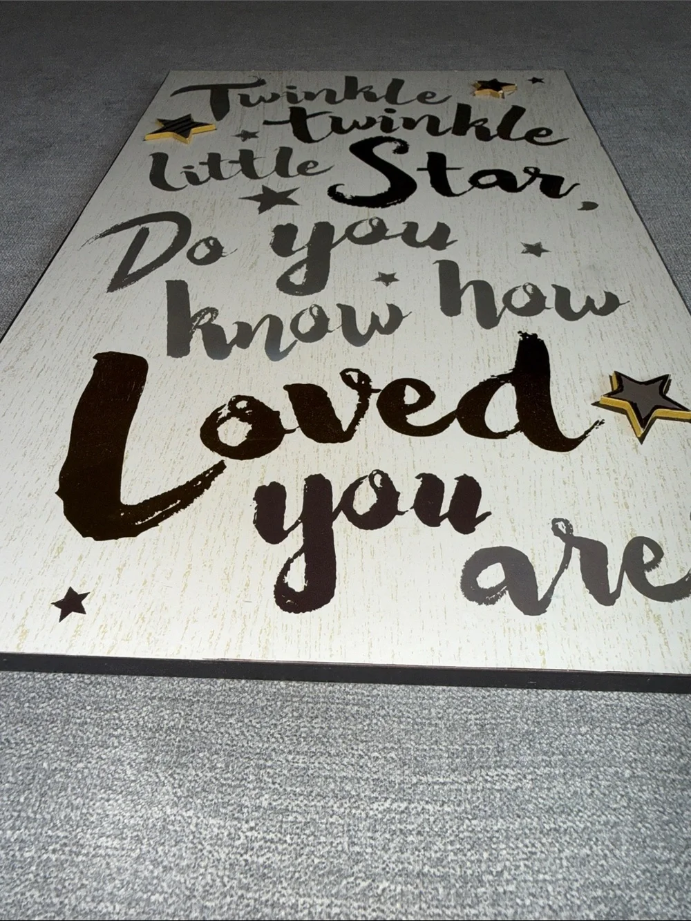 Twinkle Little Star Gold & Gray Wall Sign Art   - Nursery Wall Decor